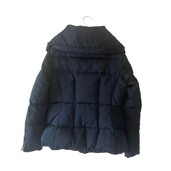 Zara Woman Black Coat Collared Long Sleeve Full Zip Parka Down Winter Jacket L - Picture 6 of 13